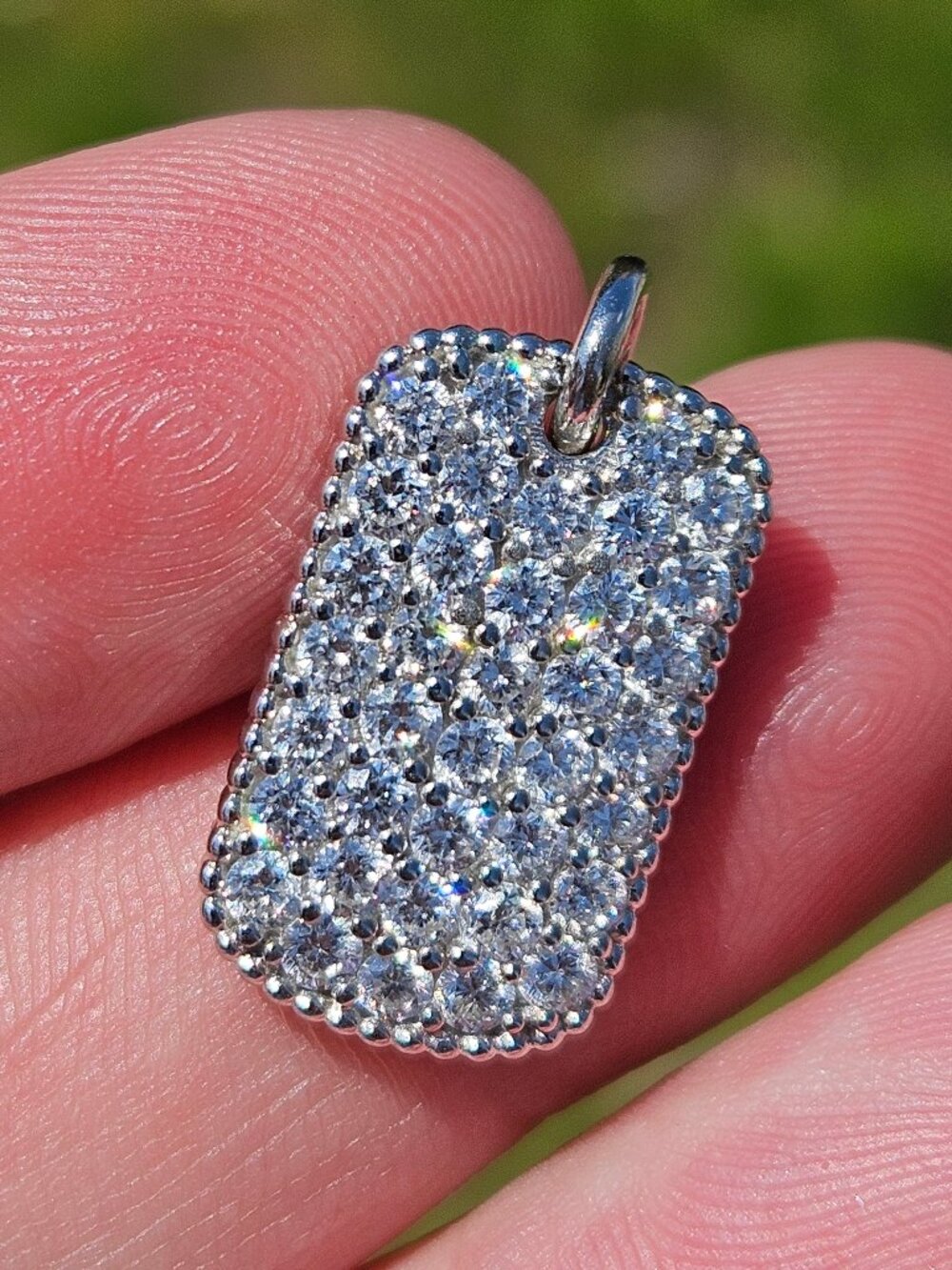 Prazana 925 Sterling Silver Rhodium Plated Lab Grown Diamond Pendant Bar Charm